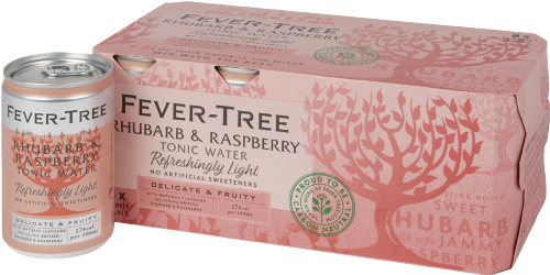 FEVER-TREE R Light Rhubarb & Rasp Tonic Water Cans (8x150ml) (Pack of 3)