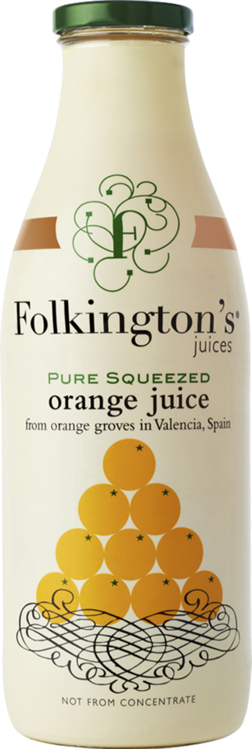 FOLKINGTON'S Pure Squeezed Orange Juice 1000ml (Pack of 6)
