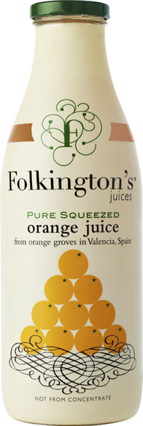 FOLKINGTON'S Pure Squeezed Orange Juice 1000ml (Pack of 6)