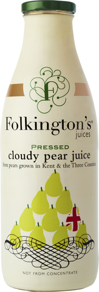 FOLKINGTON'S Pressed Cloudy Pear Juice 1000ml (Pack of 6)