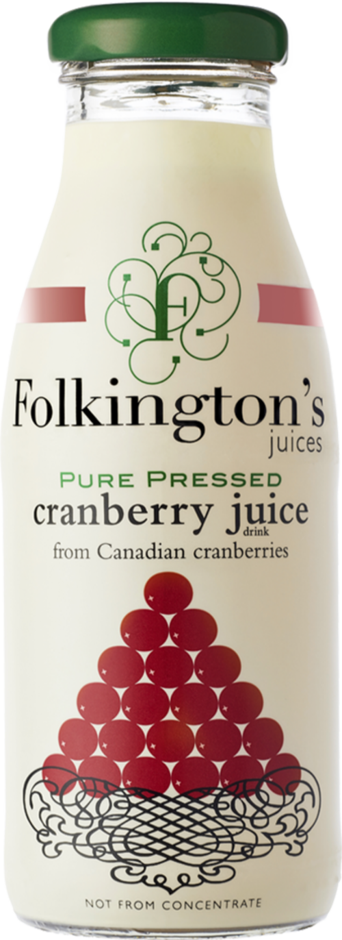 FOLKINGTON'S Pure Pressed Cranberry Juice 250ml (Pack of 12)