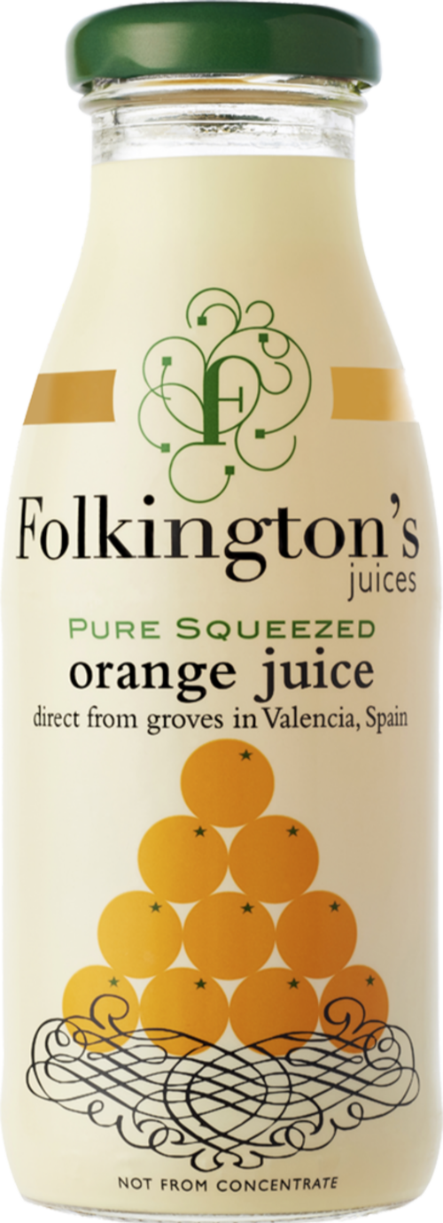 FOLKINGTON'S Pure Squeezed Orange Juice 250ml (Pack of 12)