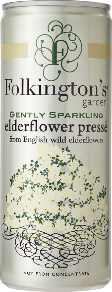 FOLKINGTON'S Gently Sparkling Elderflower Presse Can 250ml (Pack of 12)