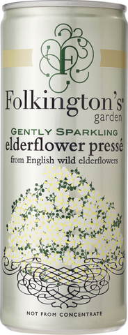 FOLKINGTON'S Gently Sparkling Elderflower Presse Can 250ml (Pack of 12)