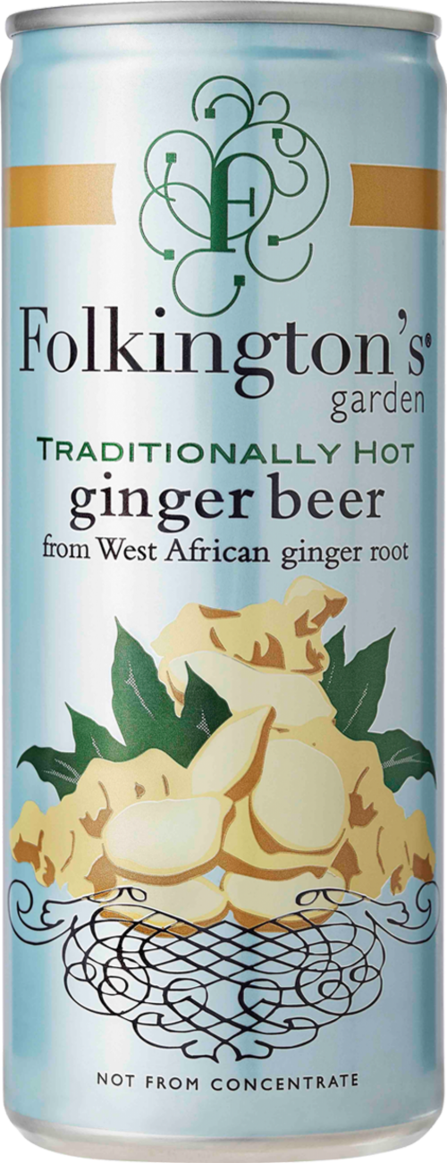FOLKINGTON'S Traditionally Hot Ginger Beer Can 250ml (Pack of 12)