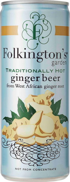 FOLKINGTON'S Traditionally Hot Ginger Beer Can 250ml (Pack of 12)