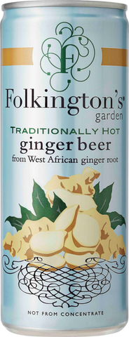 FOLKINGTON'S Traditionally Hot Ginger Beer Can 250ml (Pack of 12)