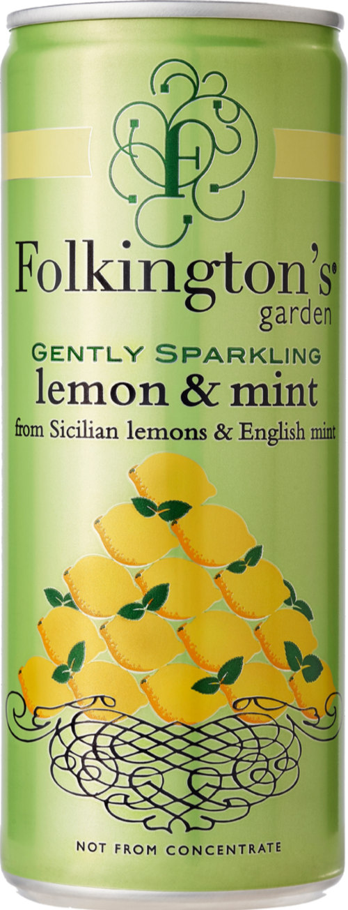 FOLKINGTON'S Gently Sparkling Lemon & Mint Can 250ml (Pack of 12)