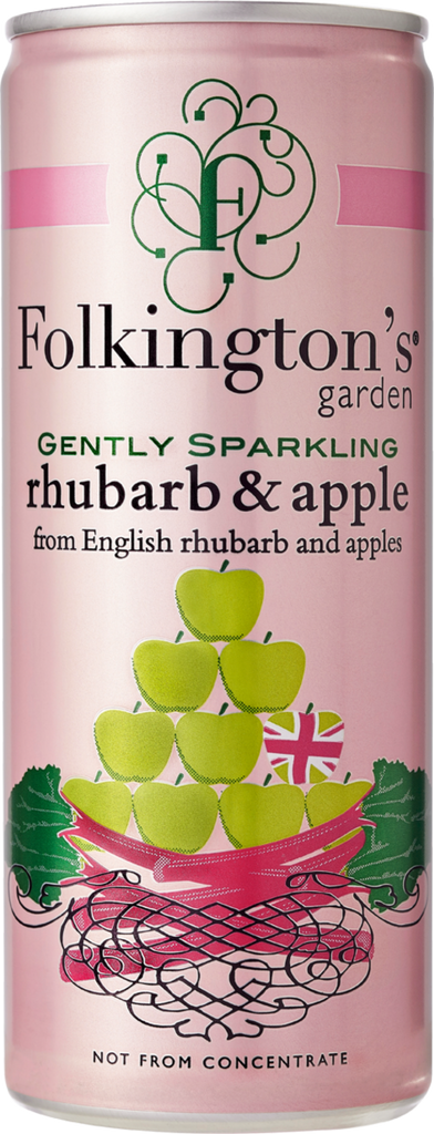 FOLKINGTON'S Gently Sparkling Rhubarb & Apple Can 250ml (Pack of 12)