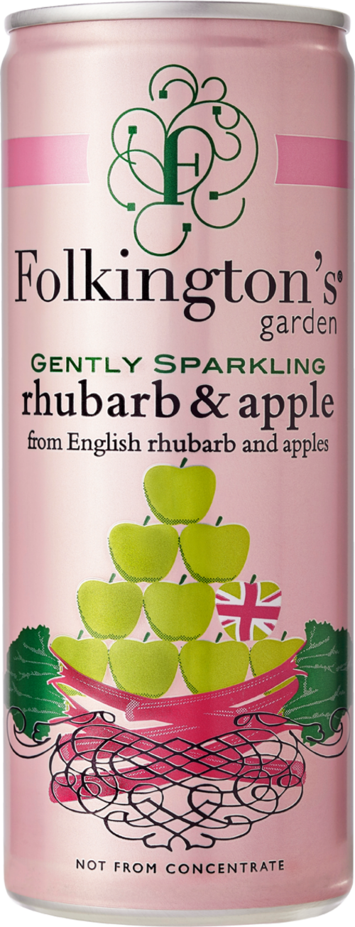 FOLKINGTON'S Gently Sparkling Rhubarb & Apple Can 250ml (Pack of 12)