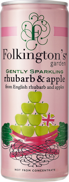 FOLKINGTON'S Gently Sparkling Rhubarb & Apple Can 250ml (Pack of 12)