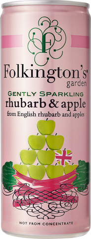 FOLKINGTON'S Gently Sparkling Rhubarb & Apple Can 250ml (Pack of 12)