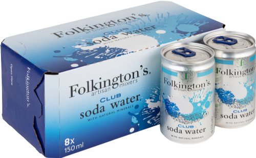 FOLKINGTON'S Club Soda Water (8x150ml) (Pack of 3)