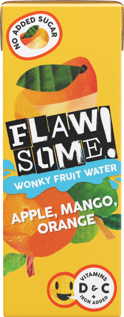 FLAWSOME! Apple, Mango & Orange Wonky Fruit Water 200ml (Pack of 27)