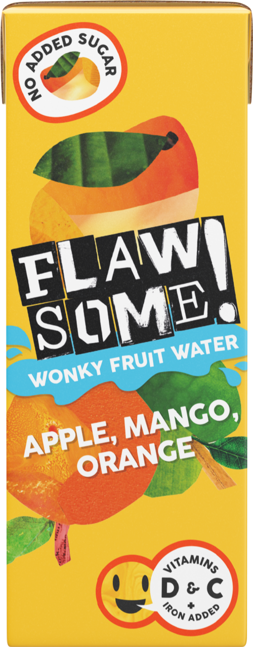 FLAWSOME! Apple, Mango & Orange Wonky Fruit Water 200ml (Pack of 27)