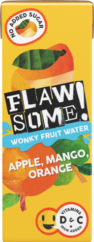 FLAWSOME! Apple, Mango & Orange Wonky Fruit Water 200ml (Pack of 27)