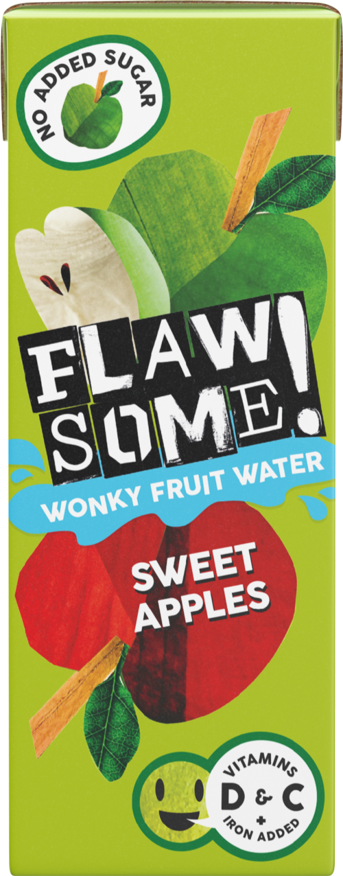 FLAWSOME! Sweet Apples Wonky Fruit Water 200ml (Pack of 27)
