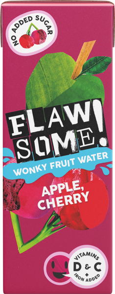 FLAWSOME! Apple & Sour Cherry Wonky Fruit Water 200ml (Pack of 27)