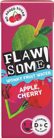 FLAWSOME! Apple & Sour Cherry Wonky Fruit Water 200ml (Pack of 27)