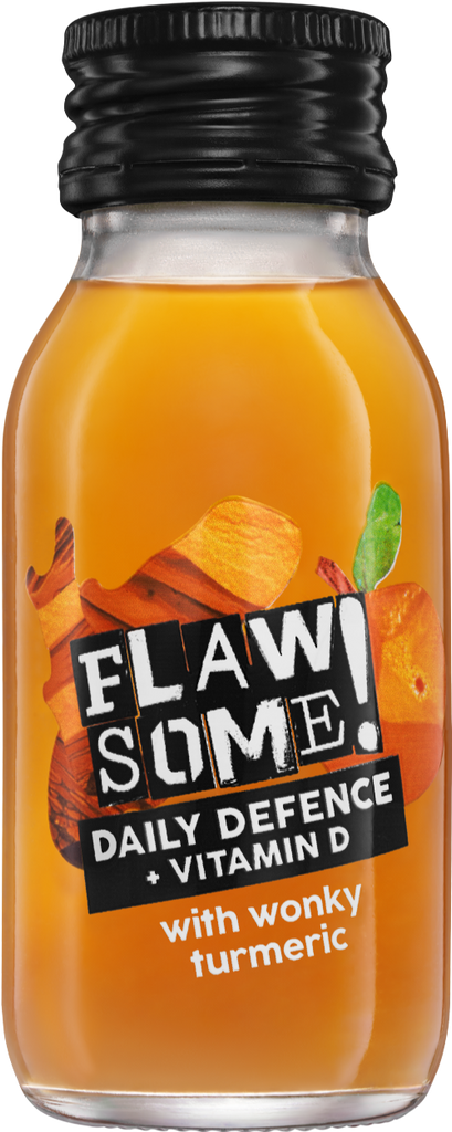 FLAWSOME Daily Defence +Vitamin D Shot / Wonky Turmeric 60ml (Pack of 12)