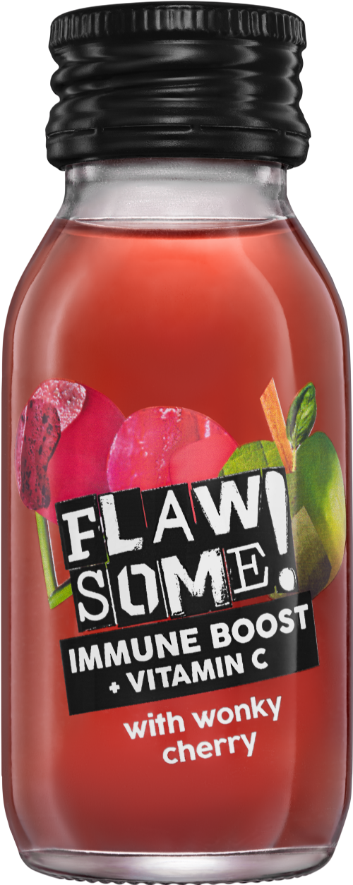 FLAWSOME Immune Boost +Vitamin C Shot with Wonky Cherry 60ml (Pack of 12)