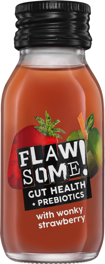 FLAWSOME Gut Health + Prebiotics Shot with Wonky Strawb 60ml (Pack of 12)