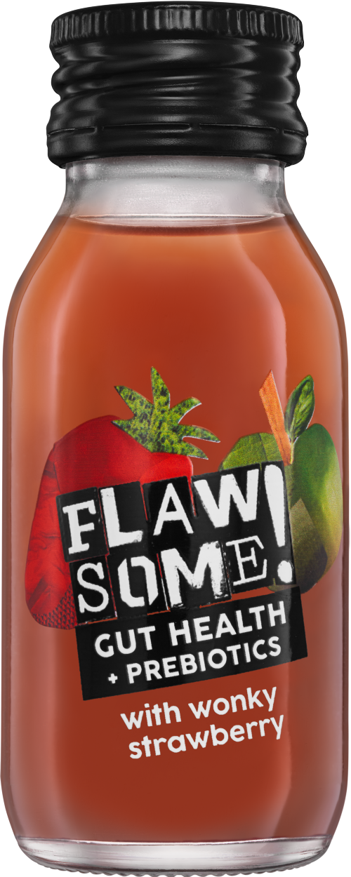 FLAWSOME Gut Health + Prebiotics Shot with Wonky Strawb 60ml (Pack of 12)