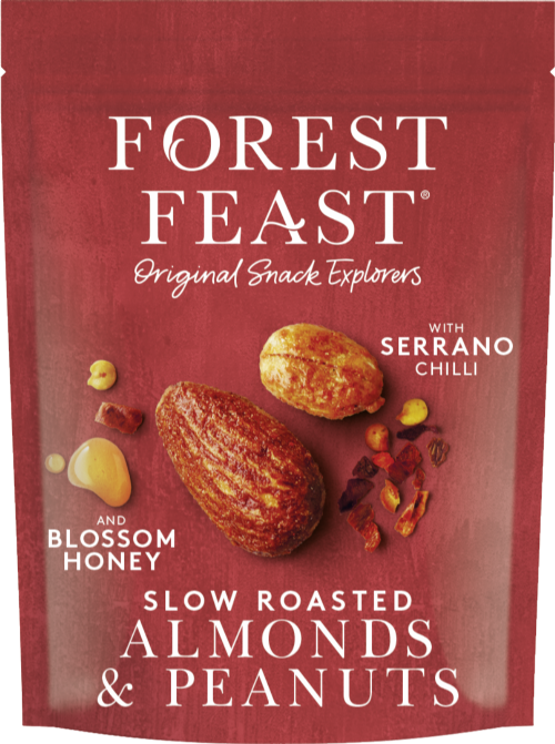 FOREST FEAST Roast Almonds & Peanuts - Chilli & Honey 120g (Pack of 8)