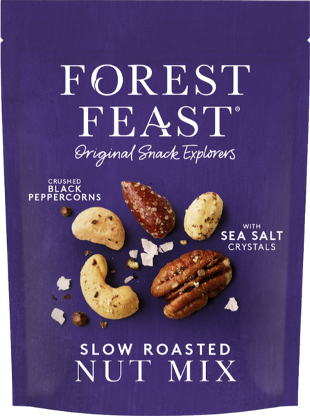 FOREST FEAST Roasted Nut Mix Crushed Black Peppercorn 120g (Pack of 8)