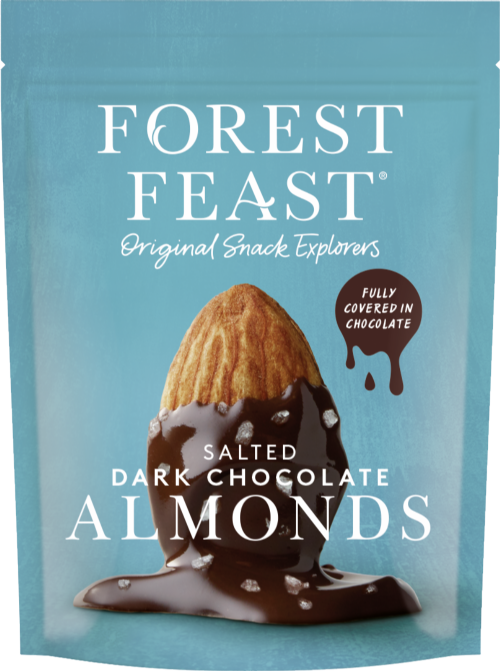 FOREST FEAST Salted Dark Chocolate Almonds 120g (Pack of 8)