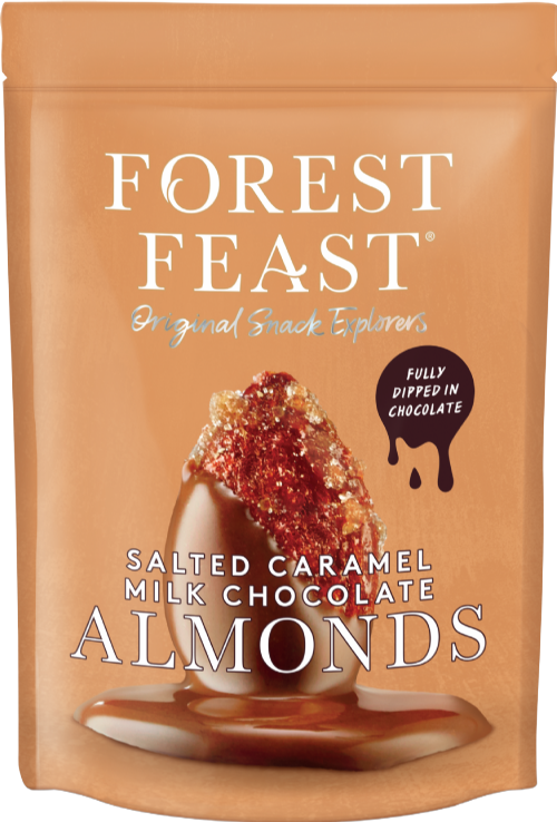 FOREST FEAST Salted Caramel Milk Chocolate Almonds 120g (Pack of 8)
