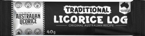 GREAT AUSTRALIAN LICORICE CO Traditional Licorice Log 40g (Pack of 25)