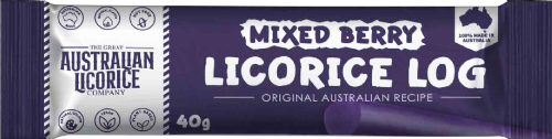 GREAT AUSTRALIAN LICORICE CO Mixed Berry Licorice Log 40g (Pack of 25)