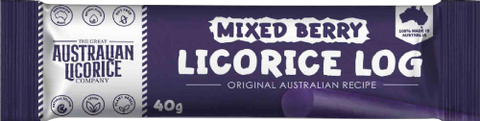 GREAT AUSTRALIAN LICORICE CO Mixed Berry Licorice Log 40g (Pack of 25)