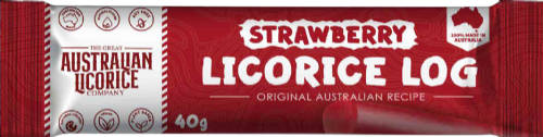 GREAT AUSTRALIAN LICORICE CO Strawberry Licorice Log 40g (Pack of 25)