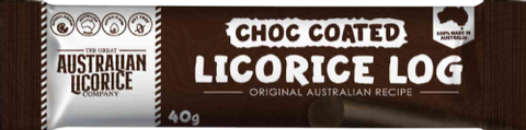 GREAT AUSTRALIAN LICORICE CO Choc Coated Licorice Log 40g (Pack of 25)