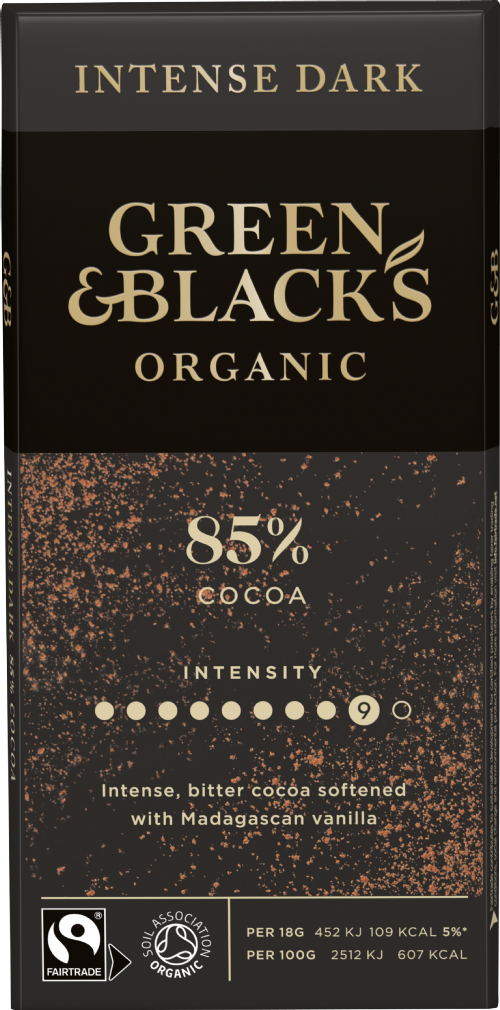 GREEN & BLACK'S Organic Dark 85% Chocolate Bar 90g (Pack of 15)