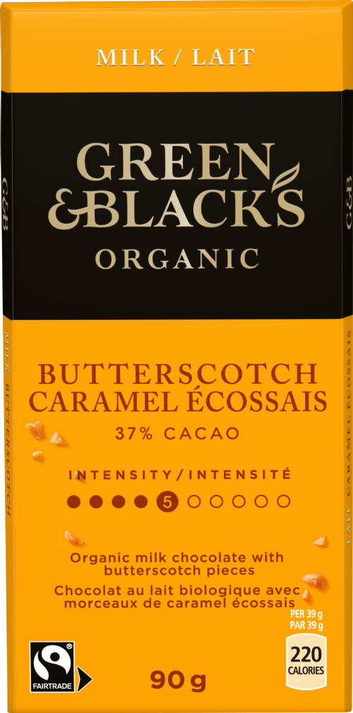 GREEN & BLACK'S Organic Butterscotch Milk Chocolate Bar 90g (Pack of 15)