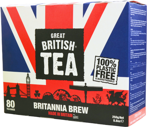 GREAT BRITISH TEA Britannia Brew 80 Teabags 250g (Pack of 12)