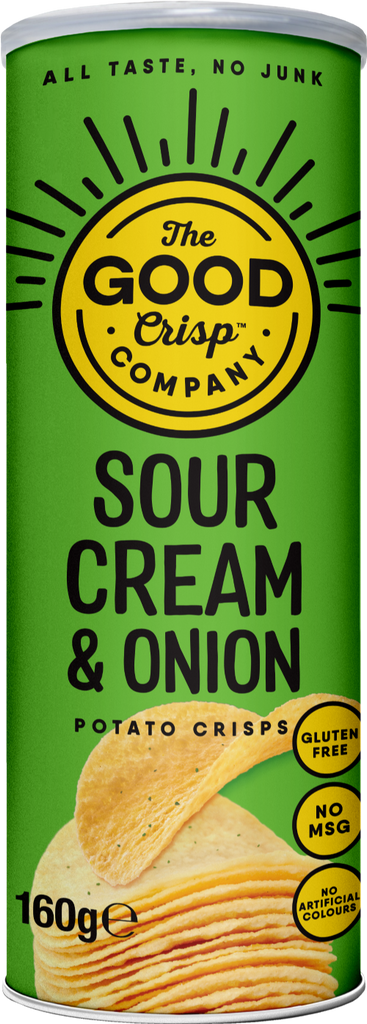 THE GOOD CRISP CO. Sour Cream & Onion Potato Crisps 160g (Pack of 8)