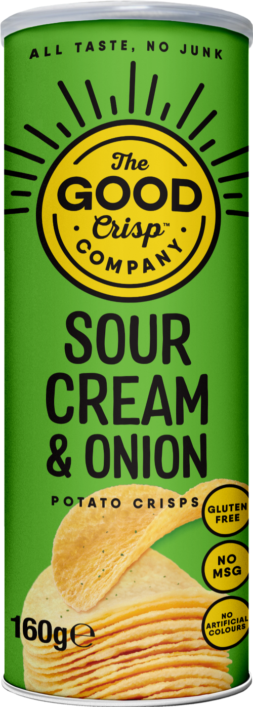 THE GOOD CRISP CO. Sour Cream & Onion Potato Crisps 160g (Pack of 8)