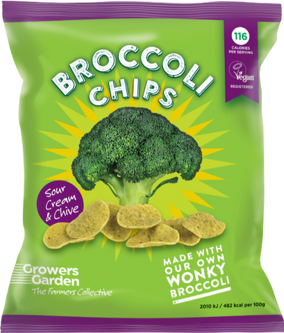 GROWERS GARDEN Broccoli Chips - Sour Cream & Chive 84g (Pack of 12)