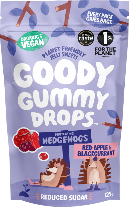 GOODY GUMMY DROPS Hedgehogs - Red Apple & Blackcurrant 125g (Pack of 8)