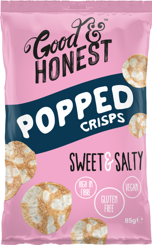 GOOD & HONEST Popped Crisps - Sweet & Salty 85g (Pack of 8)