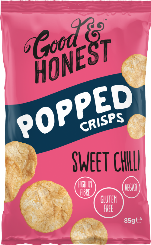 GOOD & HONEST Popped Crisps - Sweet Chilli 85g (Pack of 8)