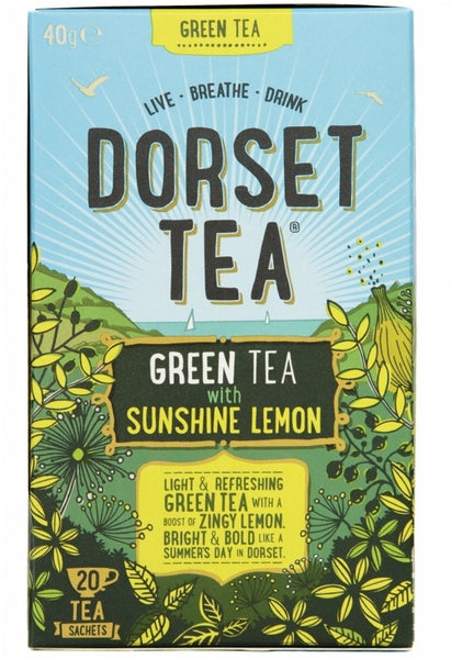 DORSET TEA Green Tea / Sunshine Lemon - 20 Sachets (Pack of 4)