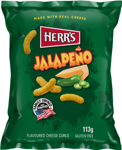 HERR'S Jalapeno Flavoured Cheese Curls 113g (Pack of 12)