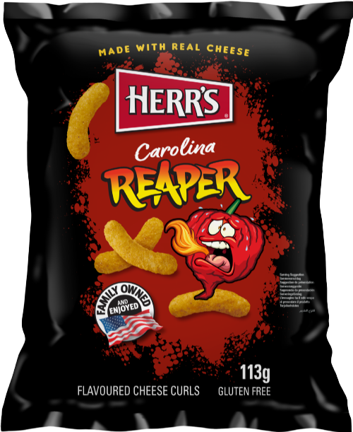 HERR'S Carolina Reaper Flavoured Cheese Curls 113g (Pack of 12)