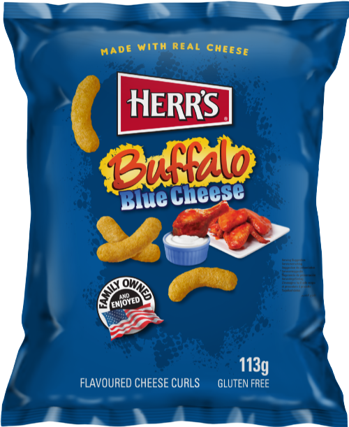 HERR'S Buffalo Blue Cheese Flavoured Cheese Curls 113g (Pack of 12)