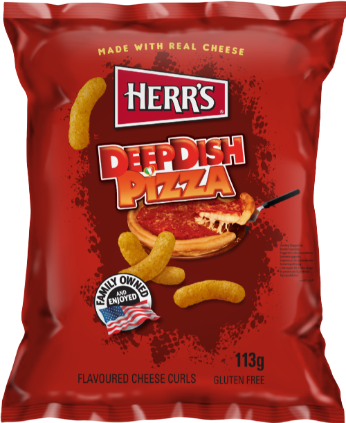 HERR'S Deep Dish Pizza Flavoured Cheese Curls 113g (Pack of 12)